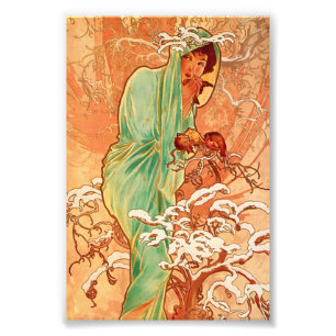 Impression Photo Alphonse Mucha Art Nouveau Hiver