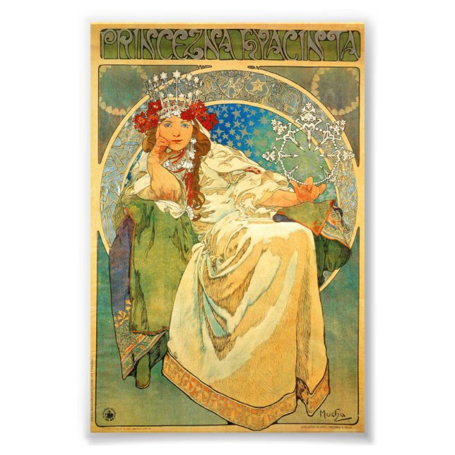 Impression Photo Alphonse Mucha Art Nouveau Princesse Hyacinth (Devant)