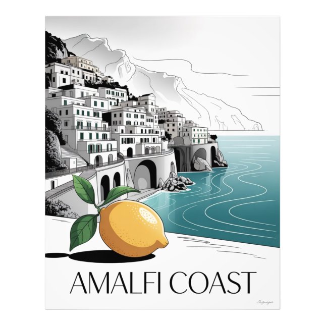 Impression Photo Amalfi Coast Minimalist Line Art (Devant)