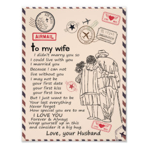 Impression Photo Amoureux des femmes  À Ma Femme, Je T'Aime Le Mar