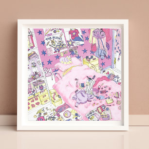 Impression Photo Amusante Adolescente Filles Messy Chambre Mignonne