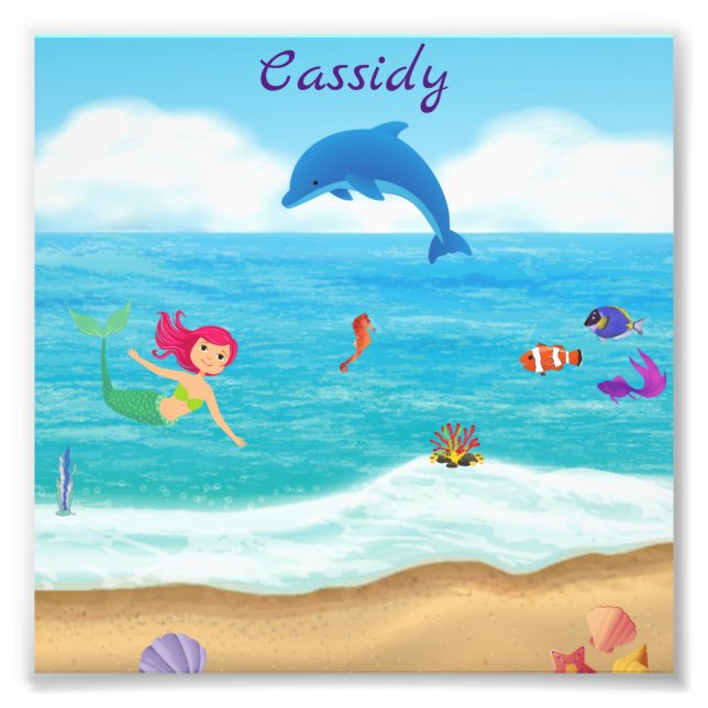 Impression Photo Amusement dans le soleil Mermaid Dolphin Beach Per (Devant)