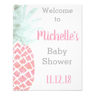 Impression Photo Ananas Baby shower tropical Affiche de bienvenue