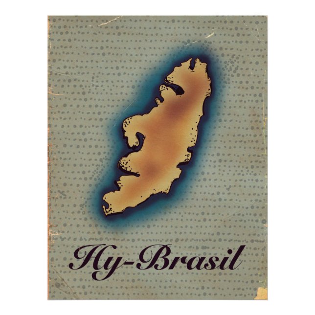 Impression Photo Ancienne carte mythologique du Hy-Brésil (Devant)