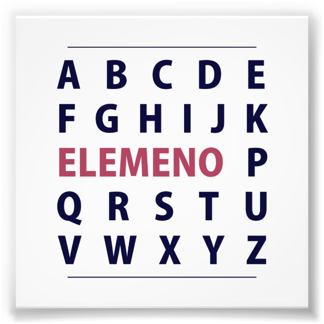 Impression Photo Anglais Alphapbet ELEMENO Song (Devant)