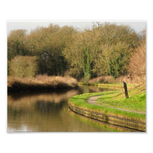 Impression Photo Anglais Paysage Canal Narrowboat Etang