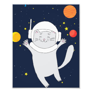 Impression Photo Animal Astronaut Chat Avec Casque Spatial Clipart