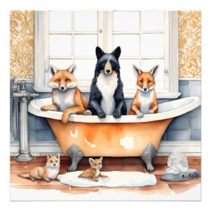 Impression Photo Animaux drôles dans le bain