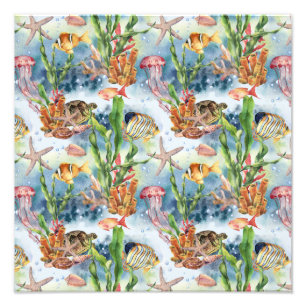 Impression Photo Animaux marins Corail Reef Poisson Jellyfish Aalgu