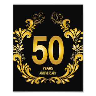 Impression Photo Anniversaire de la Parties scintillant d'or de 50 