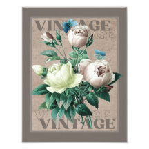 Antique Beige Vintage Hirloom Rose Art