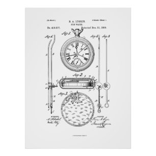 Impression Photo Antique Stopwatch, 1889 Brevet