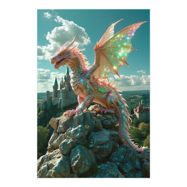 Impression Photo *~* AP88 Imaginaire étincelant Mur de Dragon Artwo (Devant)