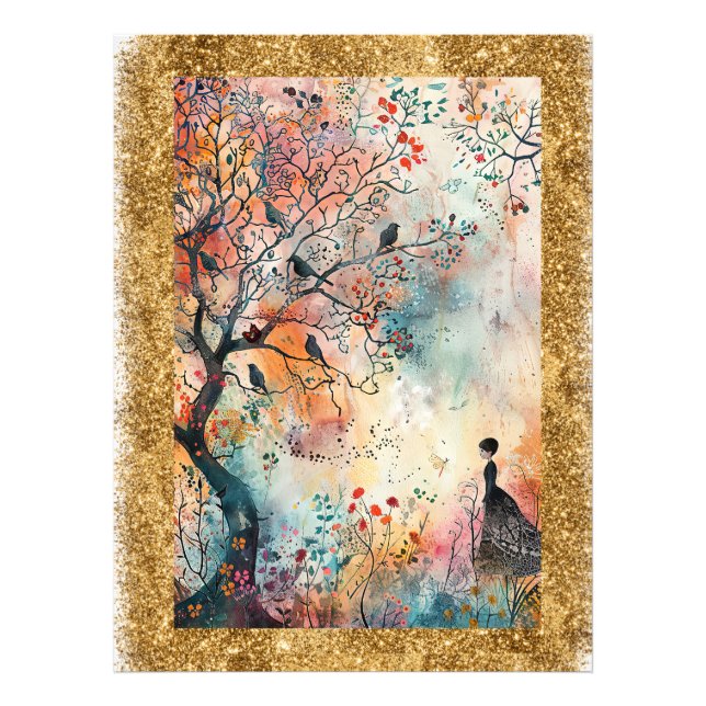 Impression Photo *~ AP95 Art aquarelle fantaisiste Nature Paillette (Devant)