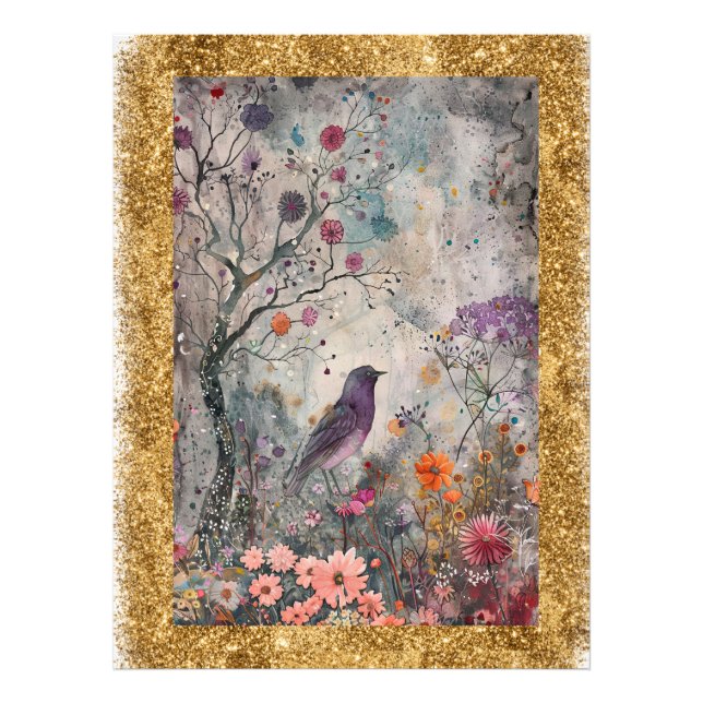Impression Photo *~ AP95 Art floral fantaisiste Nature Paillettes d (Devant)