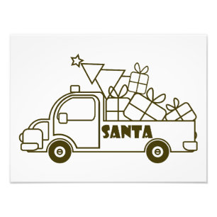 Impression Photo Aperçu camion de Noël Père Noël vue côté voiture