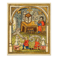 Apprentis en laboratoire médiéval