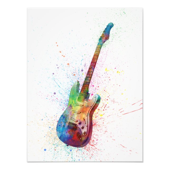Impression Photo Aquarelle Abstraite de guitare électrique (Devant)