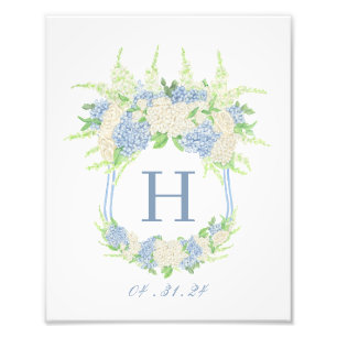 Impression Photo Aquarelle Bleu et Blanc Hydrangea Crest