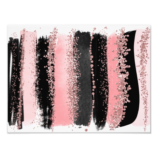 Impression Photo Aquarelle Brush Strots Rose Gold Faux Parties scin (Devant)