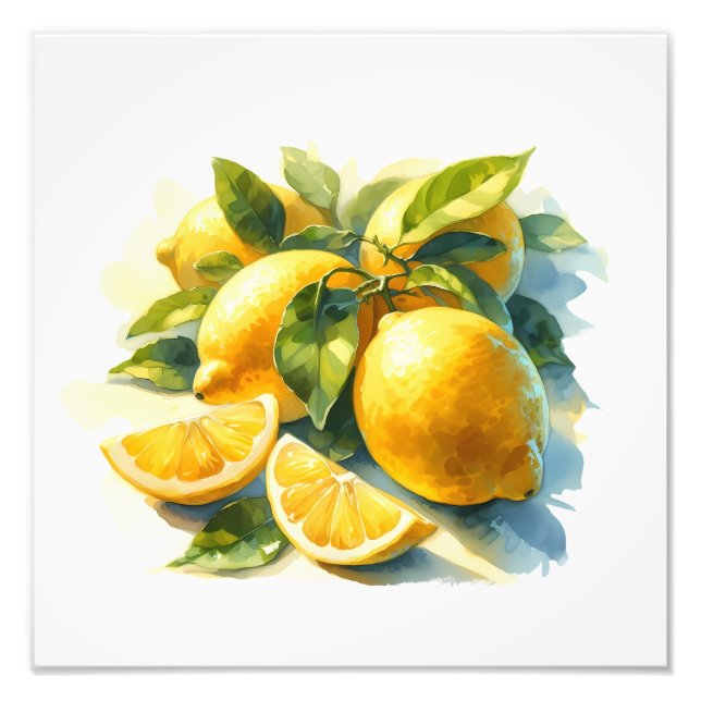 Impression Photo Aquarelle Citrus Citrus Vibré Fruit Cuisine Art (Devant)