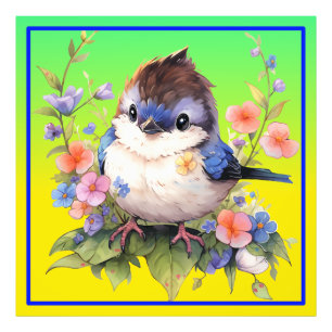 Impression Photo Aquarelle Fairy Bird Flowers Clipart-73610