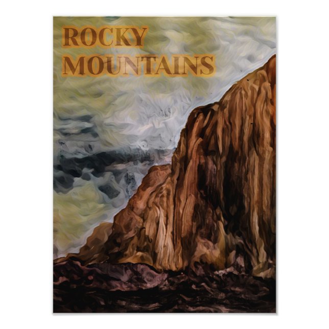 Impression Photo Aquarelle Montagnes Rocheuses Peinture (Devant)