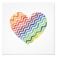 Aquarelle peinte arc-en-ciel Chevron Heart Print
