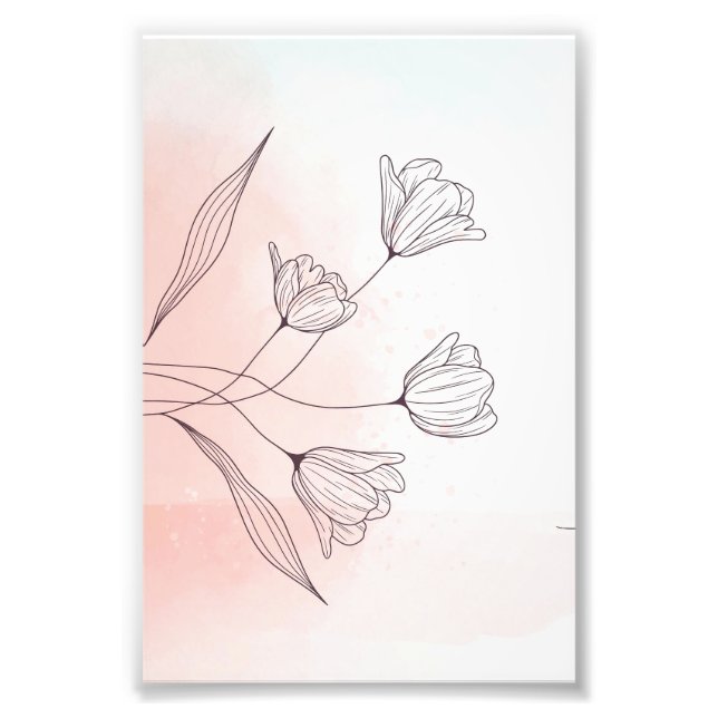 Impression Photo Aquarelle rose romantique Floral (Devant)