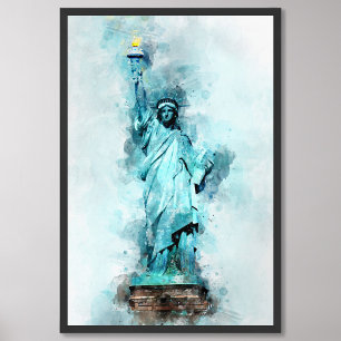 Impression Photo Aquarelle Statue de la Liberté