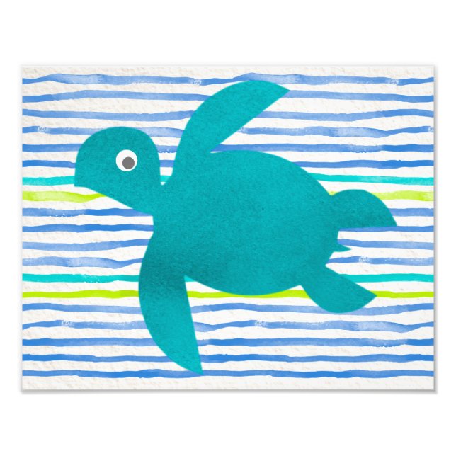 Impression Photo Aquarelle Tortue de mer Shibori Stripe (Devant)