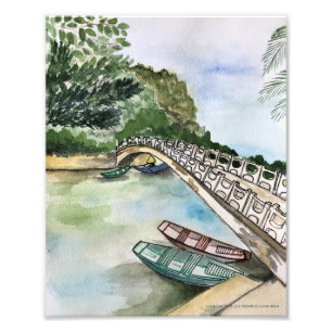Impression Photo Aquarelle, Vietnam, paysage de la province de Ninh