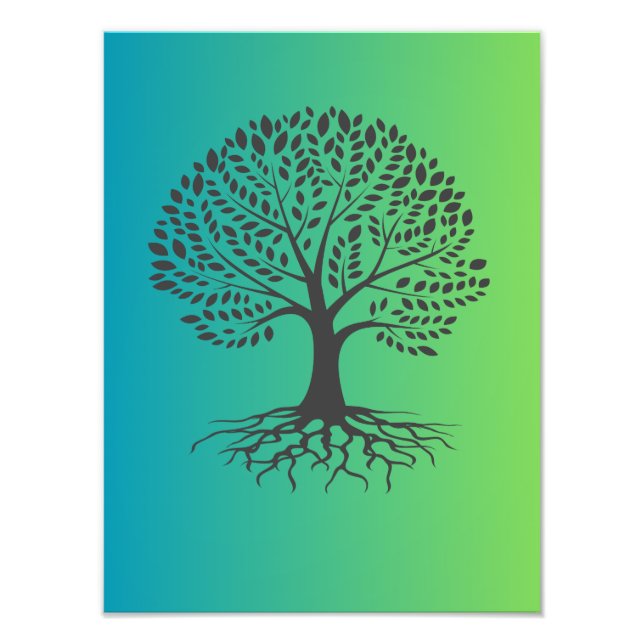 Impression Photo Arbre à racines sur Arrière - plan vert - Nature A (Devant)