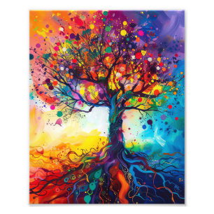 Impression Photo Arbre coloré de la vie Arc-en-ciel Sérénité Nature