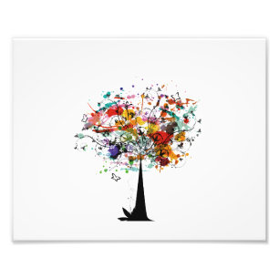 Impression Photo Arbre coloré n butterfly.png d'aquarelle