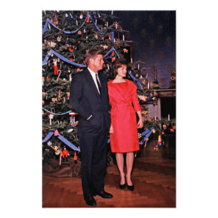 Impression Photo Arbre de Noël Président John Kennedy & Jacqueline