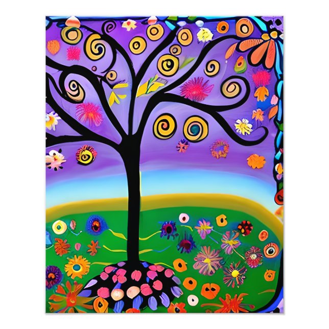 Impression Photo Arbre de style d'art populaire Whimsical (Devant)