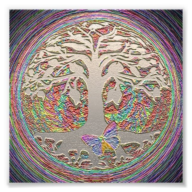 Impression Photo Arbre de vie avec papillon (Devant)