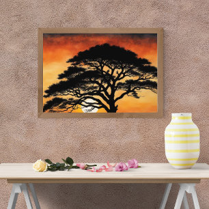 Impression Photo Arbre silhouette saisissant au coucher du soleil p