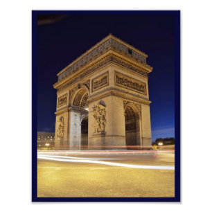 Impression Photo Arc de Triomphe De l'Étoile dans le tir de nuit d