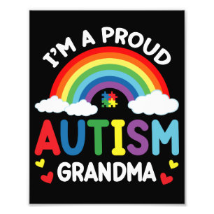 Impression Photo Arc-en-ciel Je suis un fier Autisme Grand-mère Aut