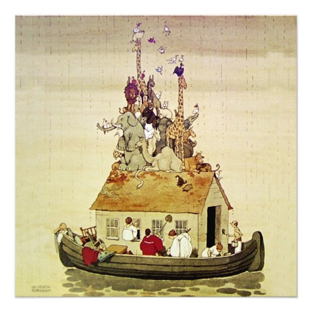 Impression Photo "Arche de Noé" par W Heath Robinson (Devant)
