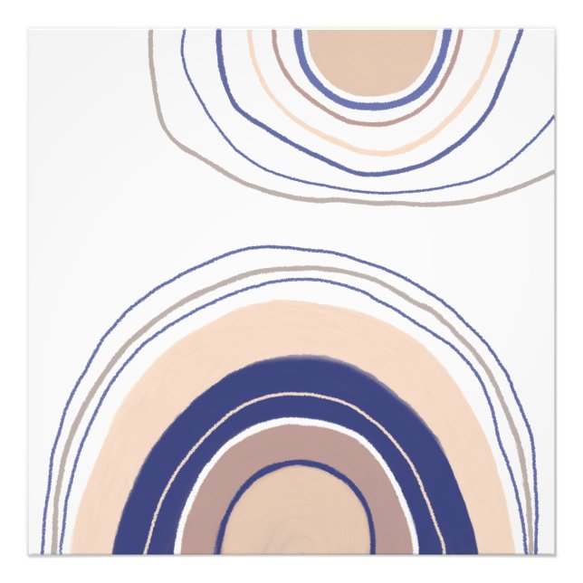 Impression Photo Arches Boho Abstraites - Bleu et Beige (Devant)