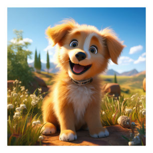 Impression Photo Archie - Chiot de récupération de laboratoire jaun