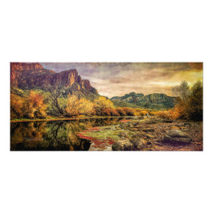 Impression Photo Arizona River Sonoran Desert Mountains 24" x 11"