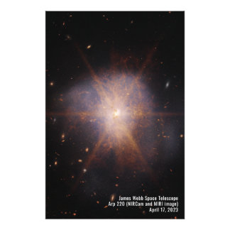 Impression Photo Arp 220 (image NIRCam et MIRI) James Webb (JWST)