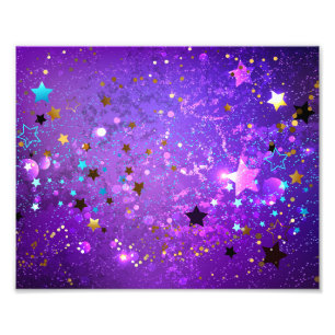 Impression Photo Arrière - plan de feuille violet avec étoiles