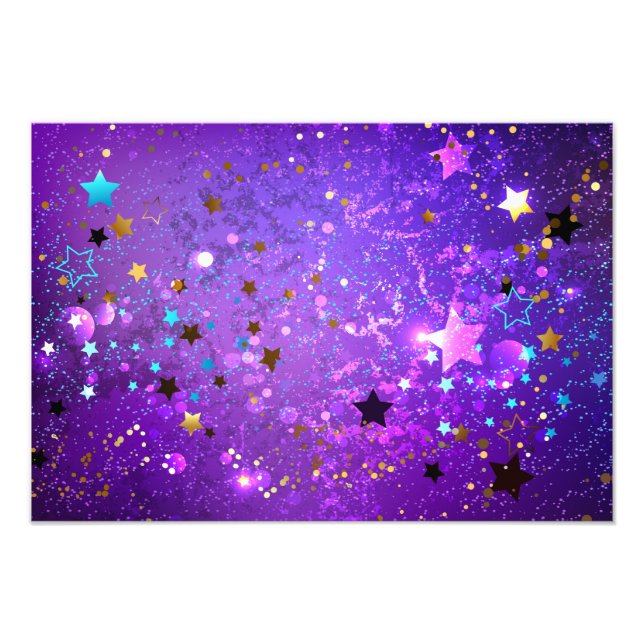 Impression Photo Arrière - plan de feuille violet avec étoiles (Devant)