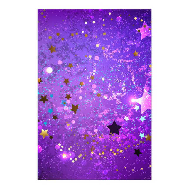 Impression Photo Arrière - plan de feuille violet avec étoiles (Devant)