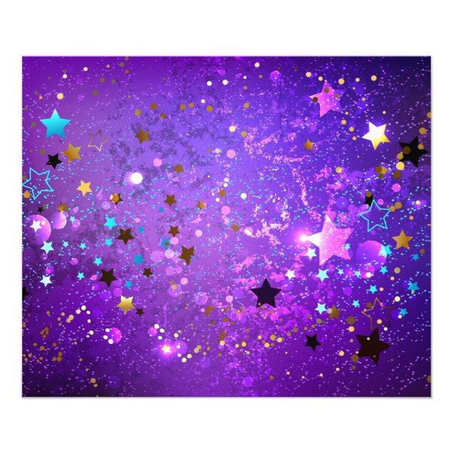 Impression Photo Arrière - plan de feuille violet avec étoiles (Devant)